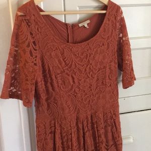 Rust colored, knee length Anthropologie dress
